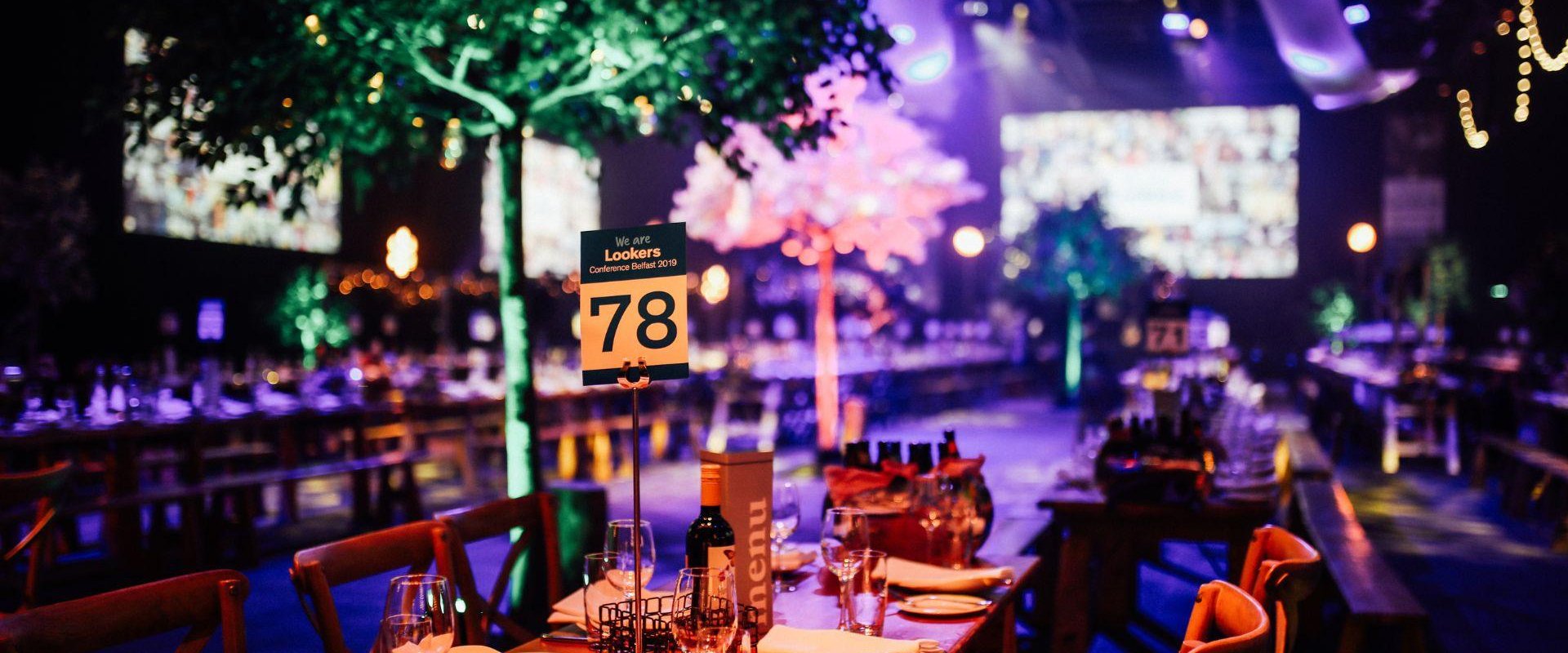 Hall 1 set up in banquet style for a gala dinner