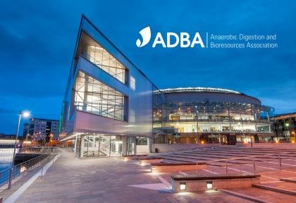 ICC Belfast venue exterior with ADBA logo in right corner