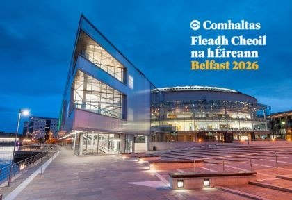 ICC Belfast venue with Fleadh Cheoil logo in right corner