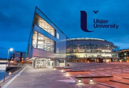 Image of ICC Belfast venue with UU logo in right corner