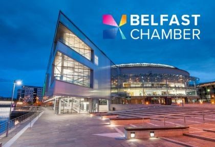 Image of ICC Belfast with logo in right corner