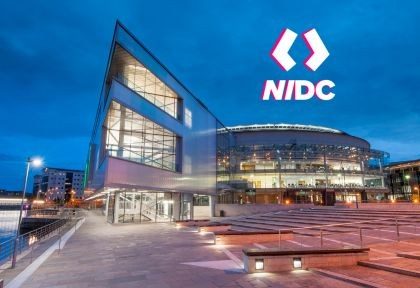 Image of ICC Belfast with logo in right corner
