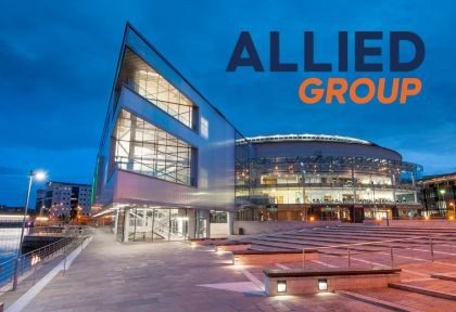 Image of ICC Belfast with Allied Group logo in top right corner