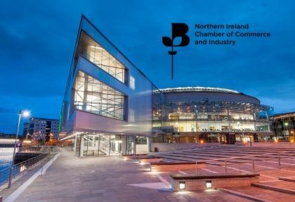 Image of ICC Belfast with logo in right corner