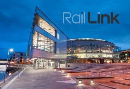 Image of venue with logo in the right corner