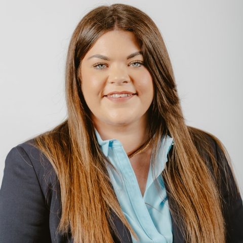 Event Manager, Jessica Mooney photographed with white background