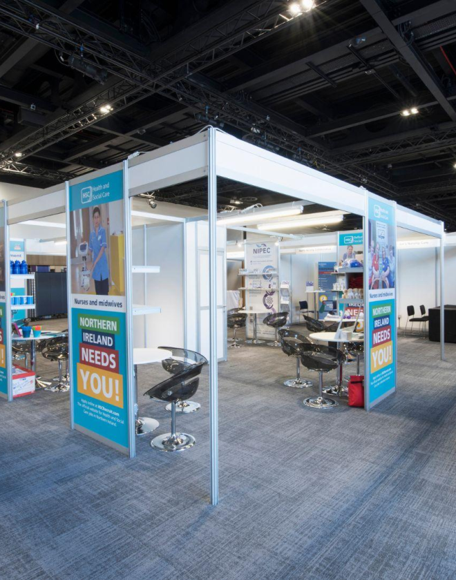This image shows an example of a stand in Hall 1 which can be used for trade shows and exhibition set ups.