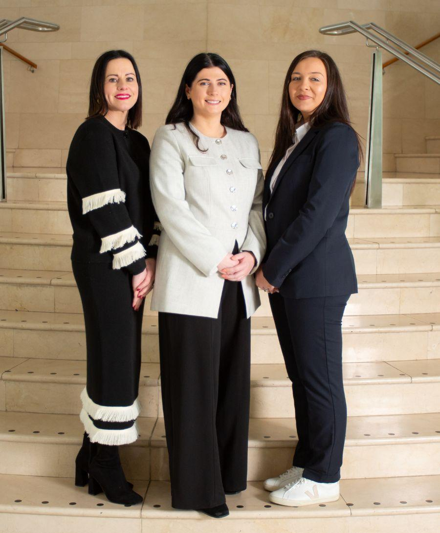 Three female leaders from ICC Belfast pictured on Cityside Concourse