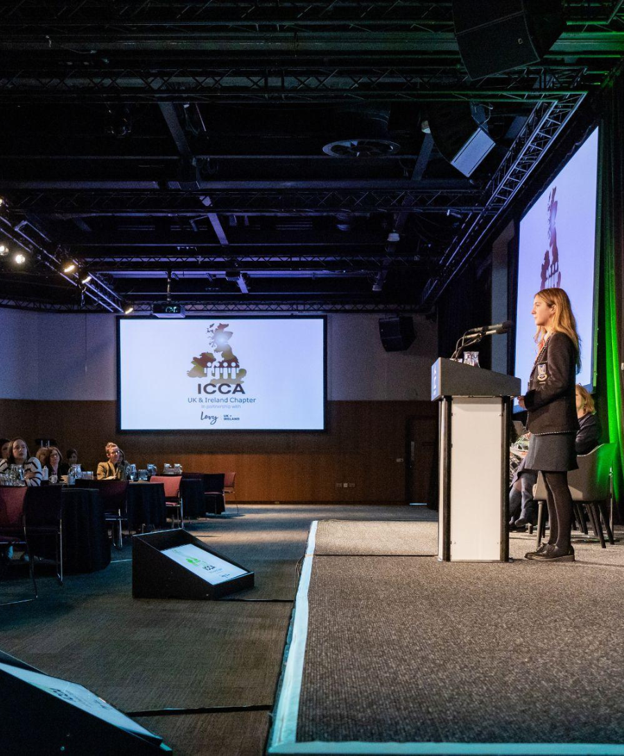 Zara Flanagan from Our Lady's Grammar School addresses delegates as part of the SistersIN programme 2024