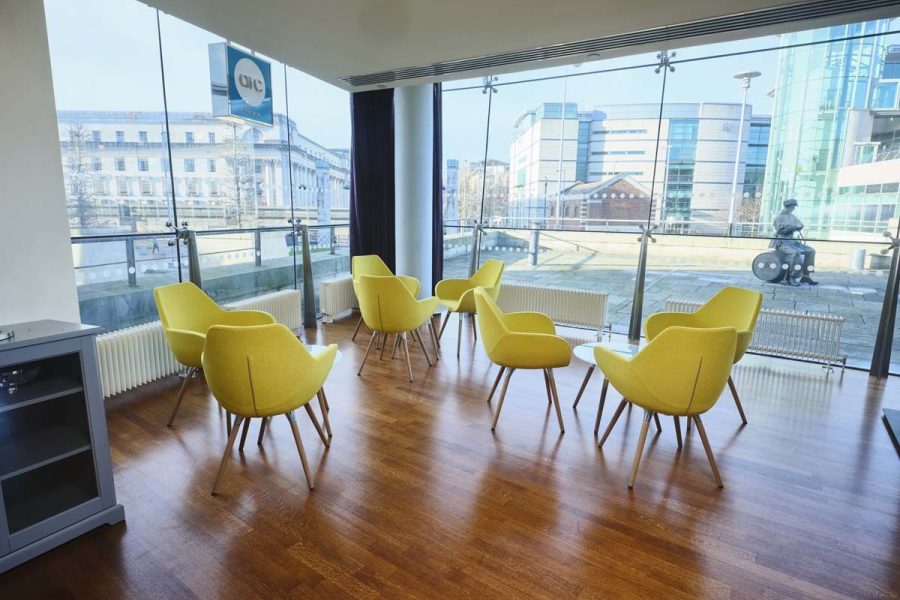 ICC Belfast Arc Bar overlooking Arc terrace