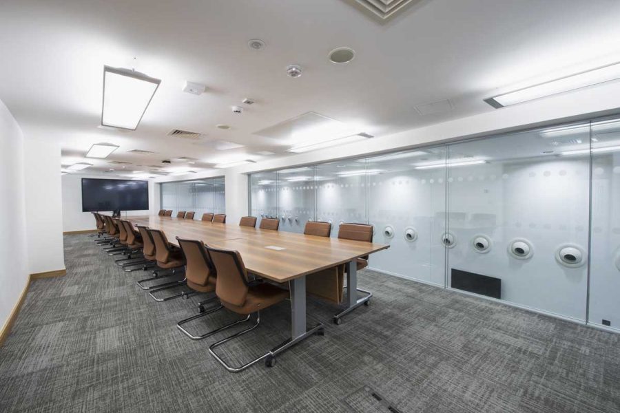 ICC Belfast Boardroom 1 set up boardroom style