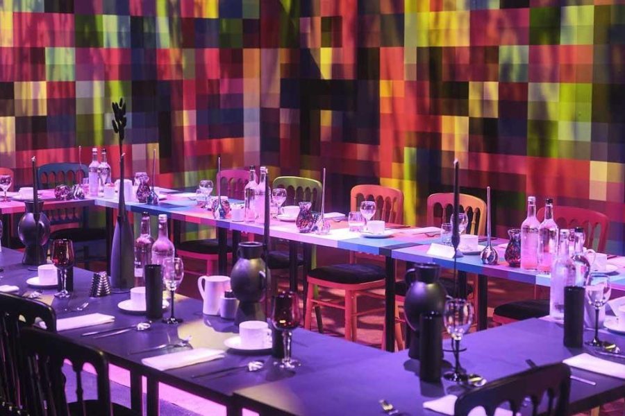 The studio setup for a roundtable discussion in a 'hybrid wonderland'.