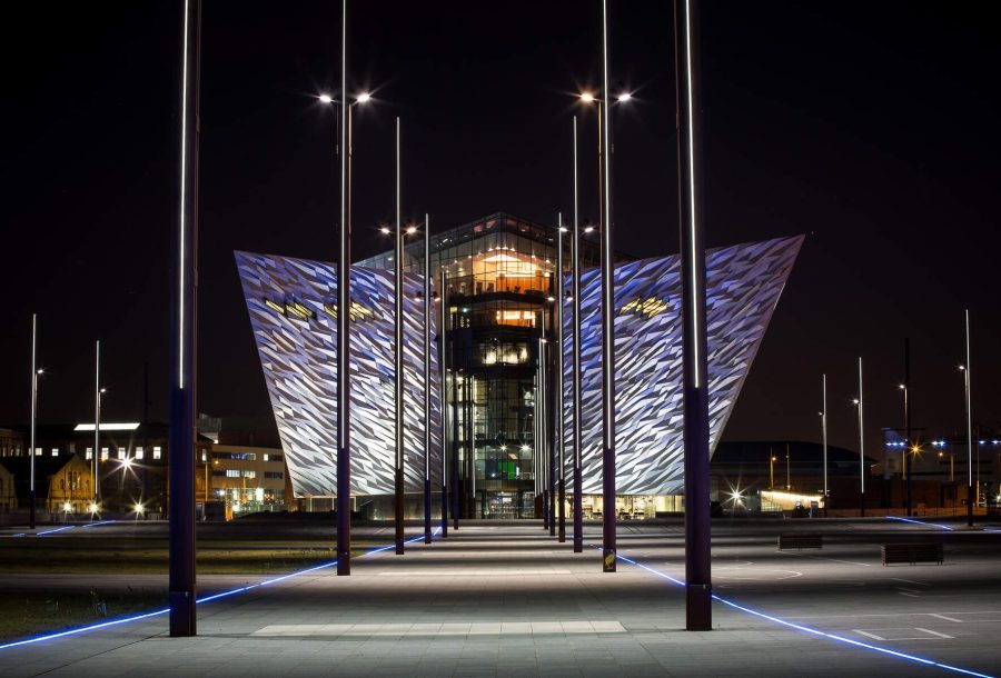 Titanic Belfast at night | Info Card