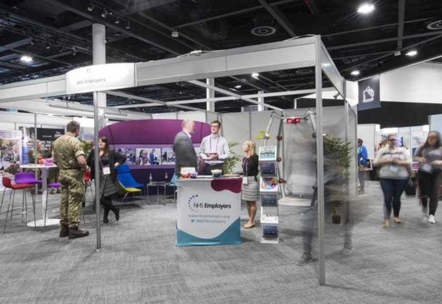 This image shows part of the exhibition in Hall 1D for Royal College of Nurses conference in May 2018.