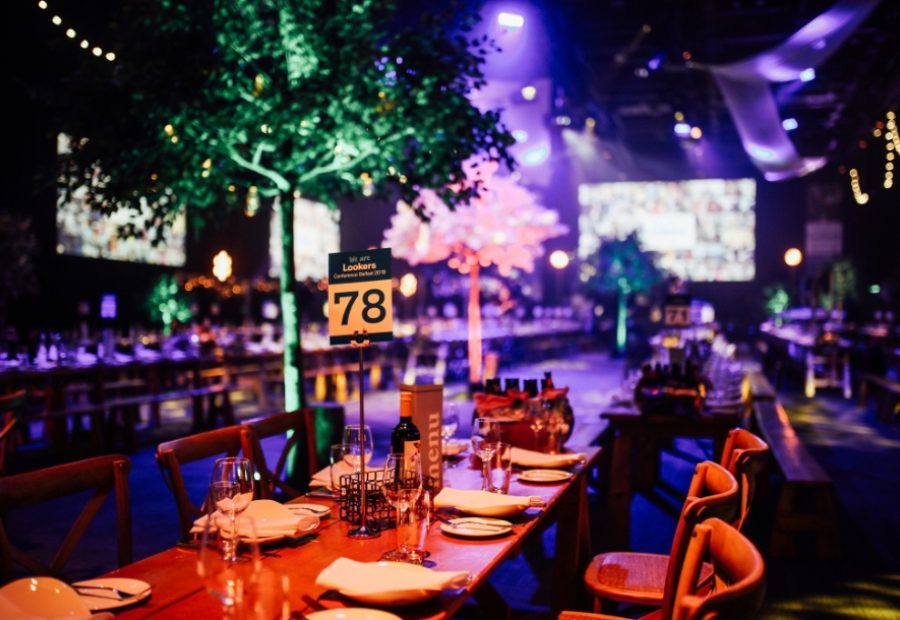 Hall 1 set up in banquet style for a gala dinner