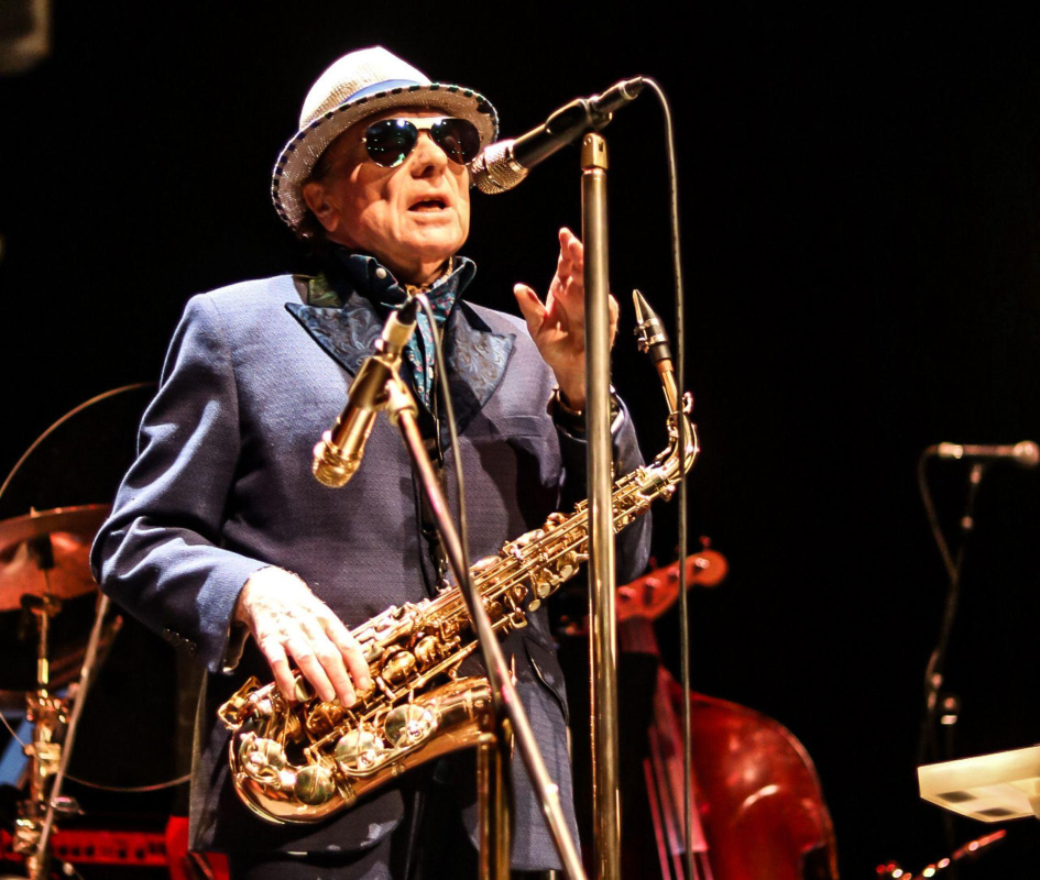 Van Morrison performing on stage during one of his iconic performances