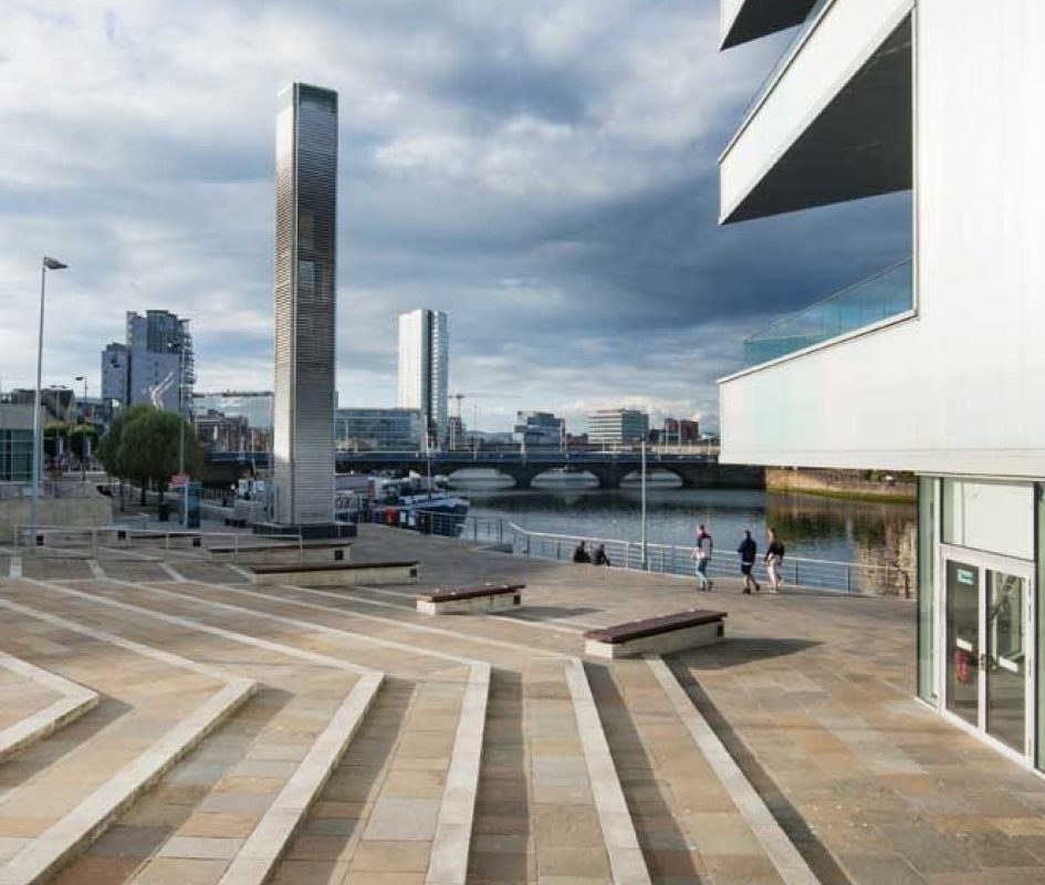 Image taken on the steps leading to Riverside entrance of ICC Belfast going towards River Lagan.