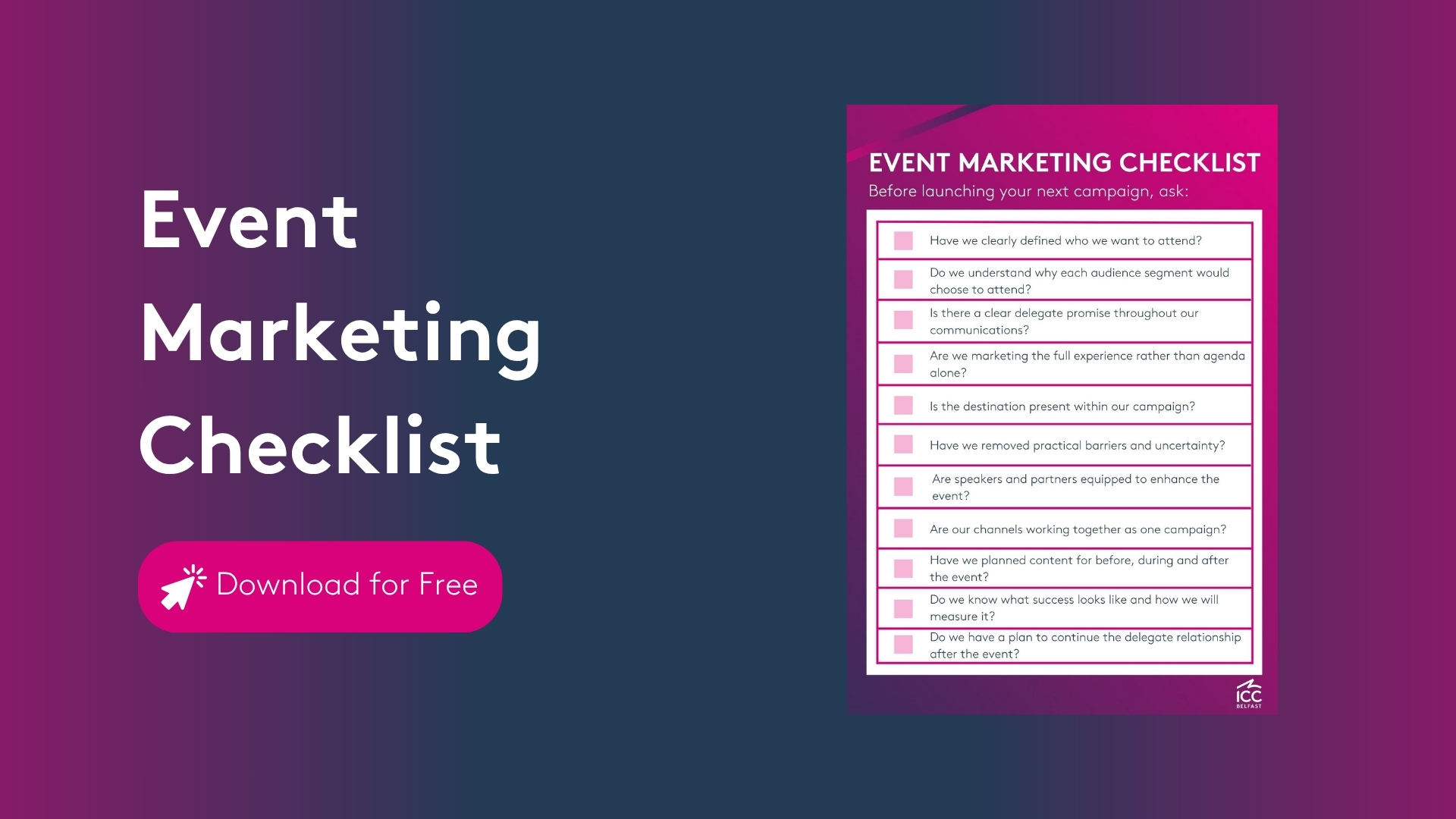 Event Marketing Checklist | ICC Belfast